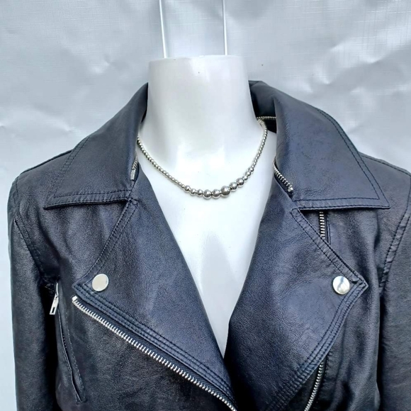 NWOT Faux Leather Biker Jacket - Picture 13 of 16